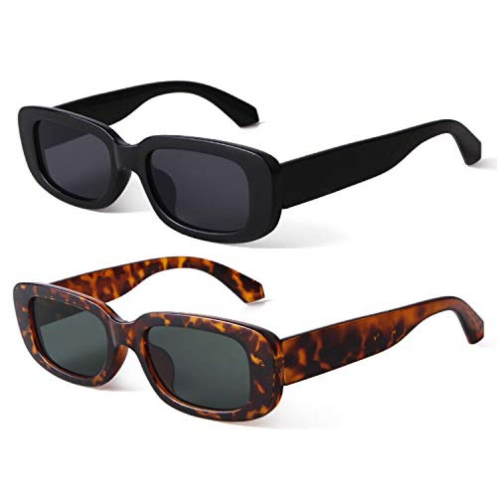 Retro 90s Rectangle Sunglasses UV400 Unisex Fashion Eyewear - Picture 2 of 8